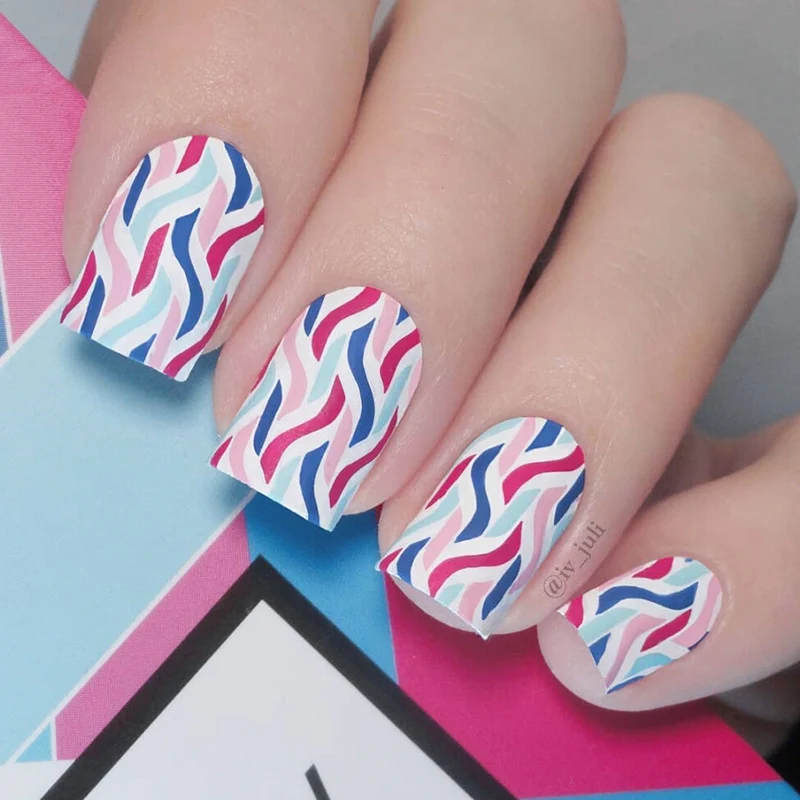 BeautyBigBang Stamping Plates Striped Geometric Patterns Nail Art Tools DIY Nails Image Stainless Steel Stamping Plate XL-016
