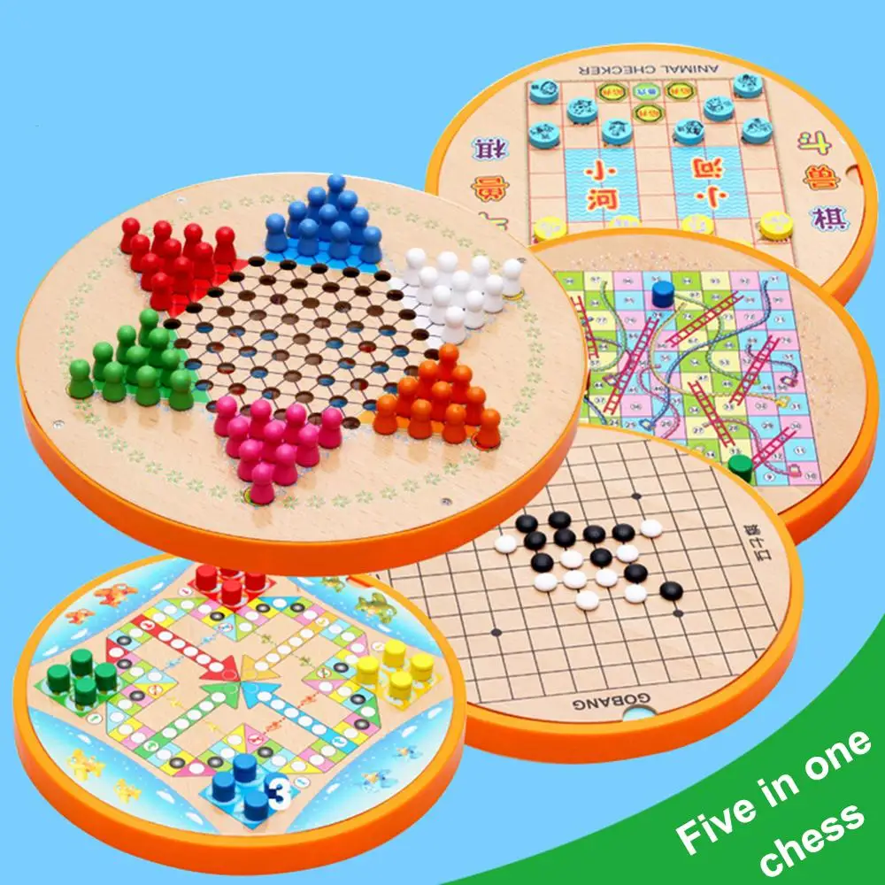 Традиционная китайская плата игры 5 в 1 ШАХМАТЫ Летающие шахматы китайские шашки