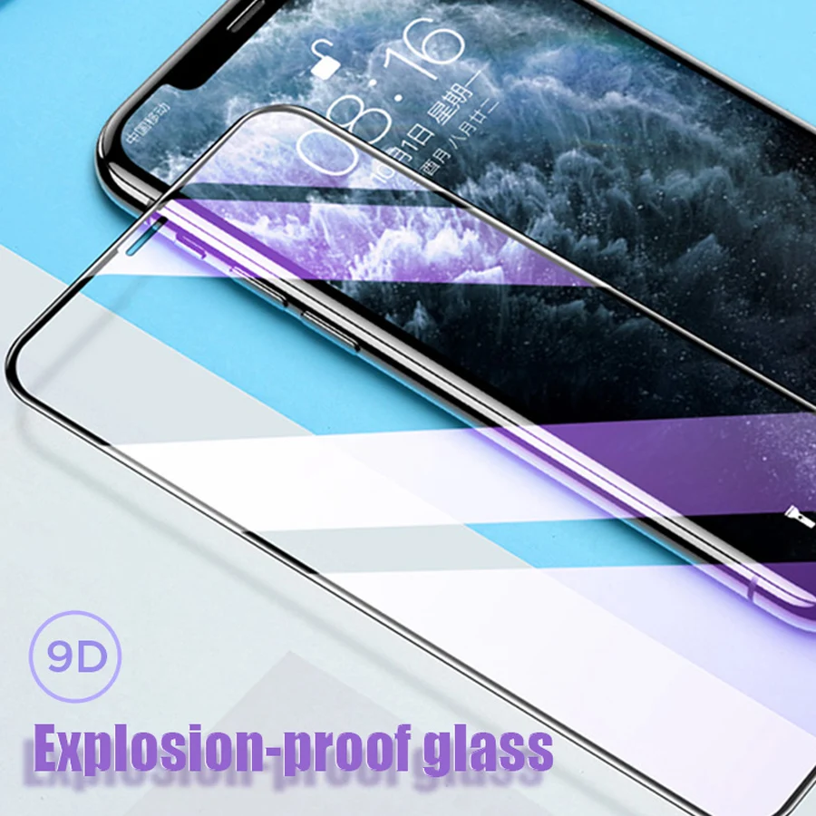 

3PCS 9D Full Cover Protective glass on For iPhone 12 Pro Max 11 tempered Glass for iPhone 7 Plus 8 6 6S X XR XS Screen Protector