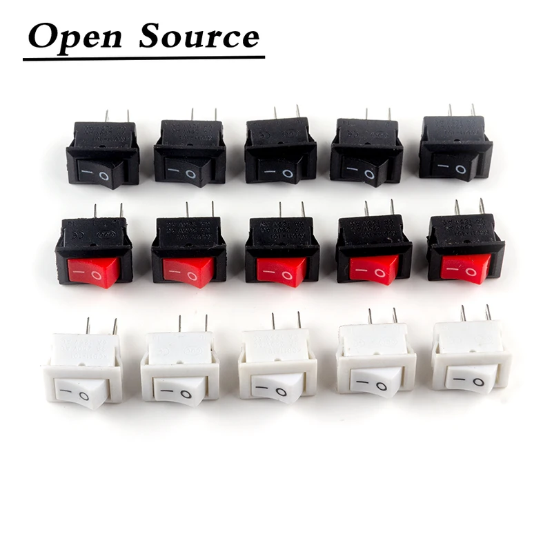 5/10 шт. кнопочный переключатель 10x15 мм SPST 2Pin 3A 250V KCD11 вкл/выкл 10 * 15 черный красный и