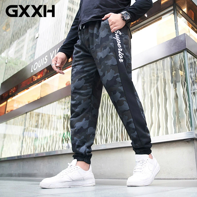 GXXH большие мужские модные брендовые осенние джоггеры узкие шаровары камуфляжные