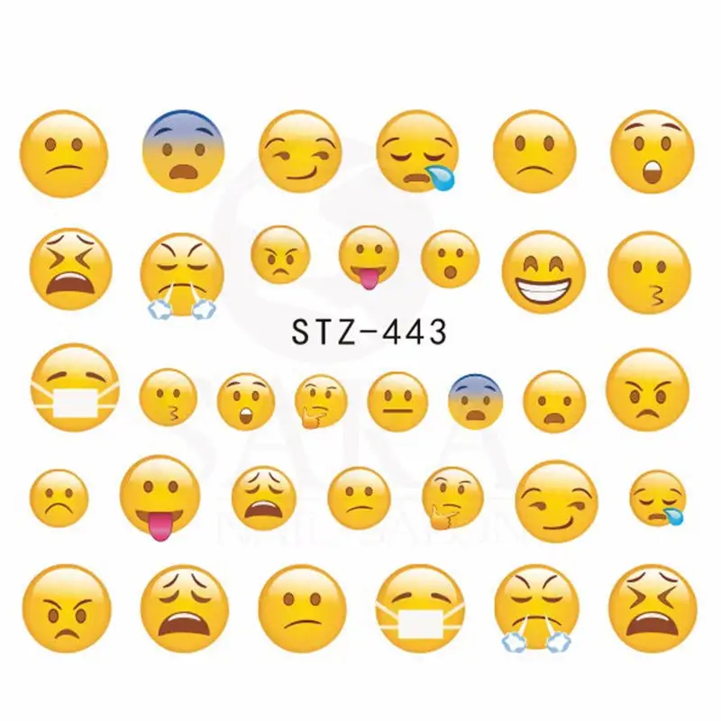 BearPaw 2 шт наклейки для ногтей Водные Наклейки забавные рисунки экспрессии телефон