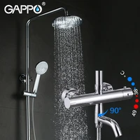 gappo thermostatic shower faucet chrome color bathroom bath shower mixer set waterfall rain shower head bathtub faucet taps