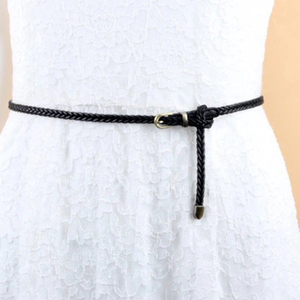 

1 Set of 4 New Hand-Woven Belt Female Pin Buckle Retro Casual Wild Thin Belt Waist Rope Decoration