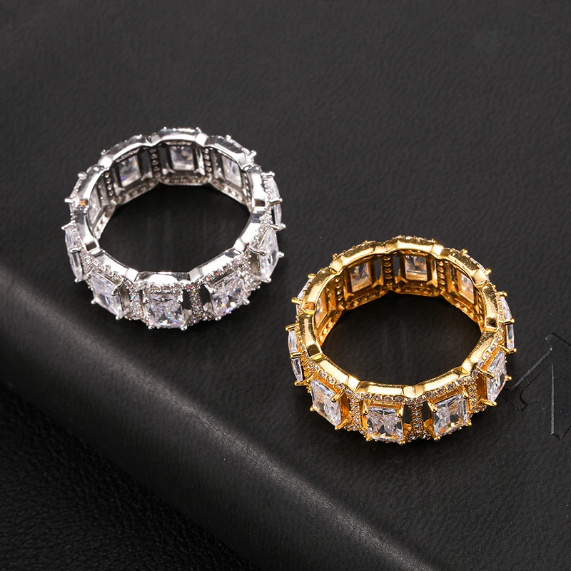 Популярное циркониевое кольцо в стиле хип хоп для мужчин и женщин украшения