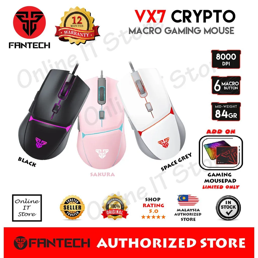 

Легкая программируемая макро игровая мышь Fantech VX7 крипто6d