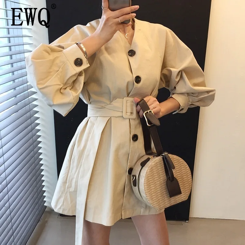 Женское однобортное платье EWQ универсальная рубашка с длинным рукавом и