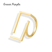 green purple s925 sterling silver geometry square 18k gold finger rings fashion classic jewelry for women adjustable ring anel