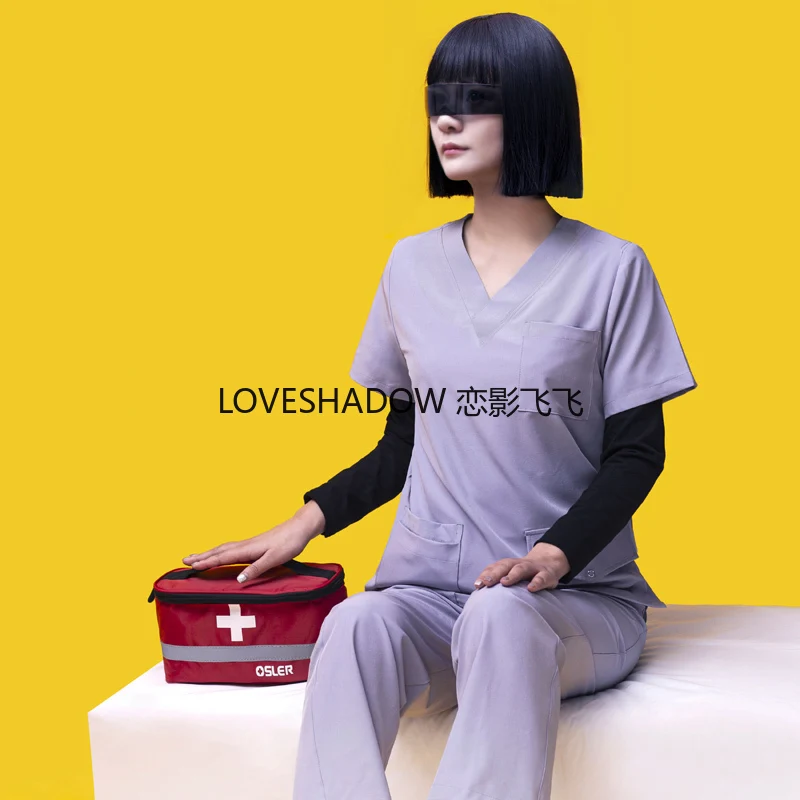 

Женский эластичный скраб, медицинская Униформа размера штекера, скрабы с коротким рукавом, одежда для кормления, быстрая сушка, эластичная ...