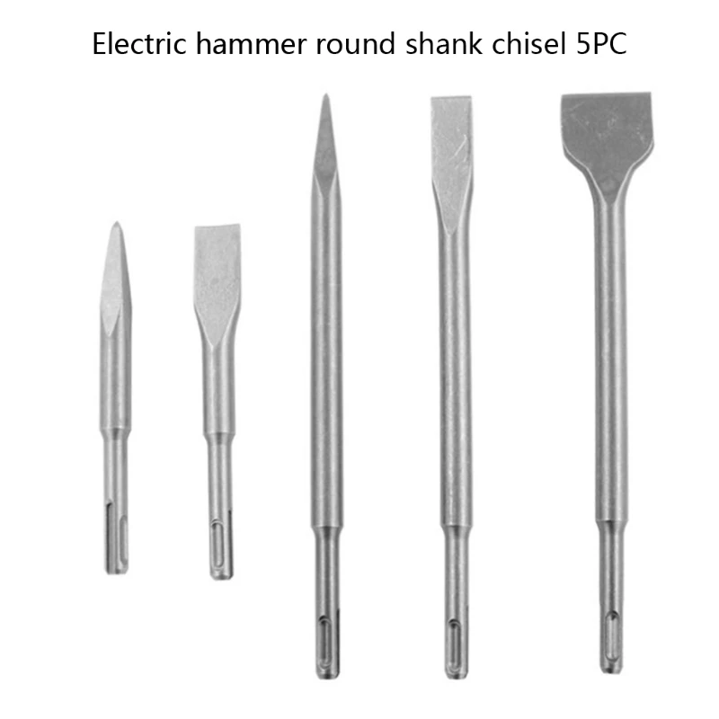 

5Pcs Wear-resistant Punt Groove Guts Platte Beitels Set Elektrische Hamer Baksteen Boor Muur Beton Boren Platte Beitels