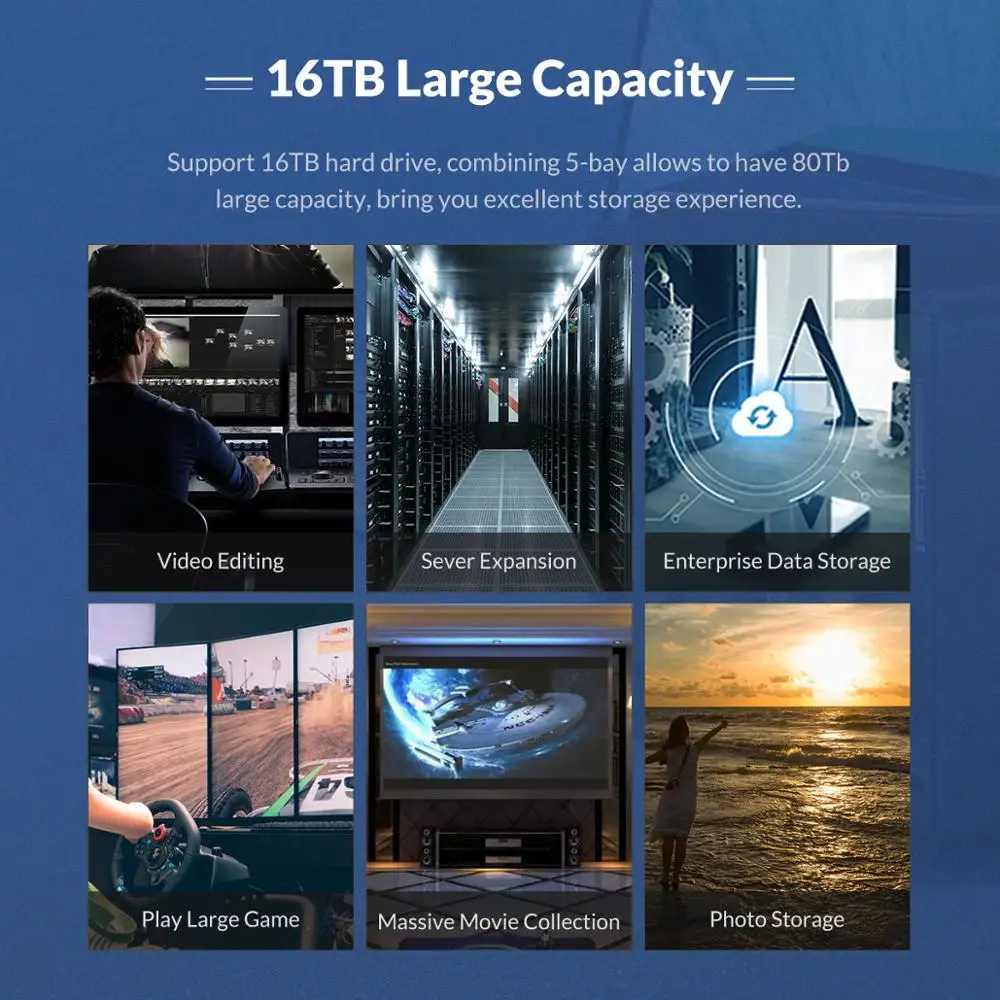 ORICO NS Series 5 Bay 3 ''Type C док-станция для жесткого диска алюминиевая 5gbps 80 ТБ корпус