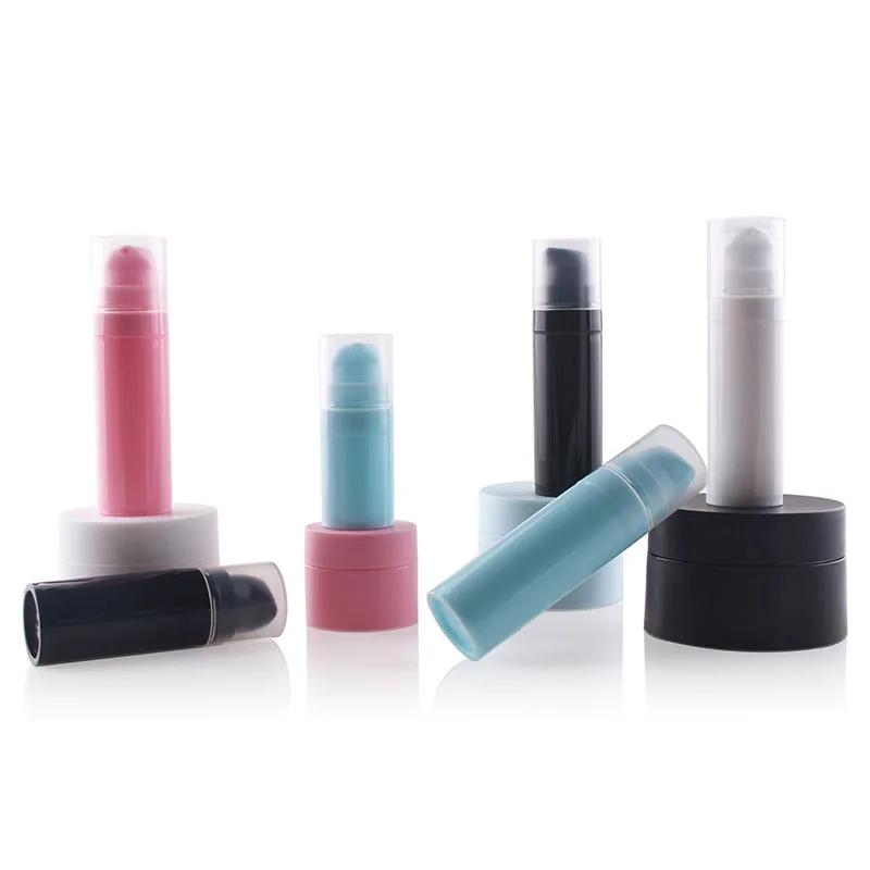 

5ml 10ml 15ml Empty Sample Airless Pump Tube Black Pink Small Cosmetic Airless Pump Bottle Lotion Cream Airless Containers