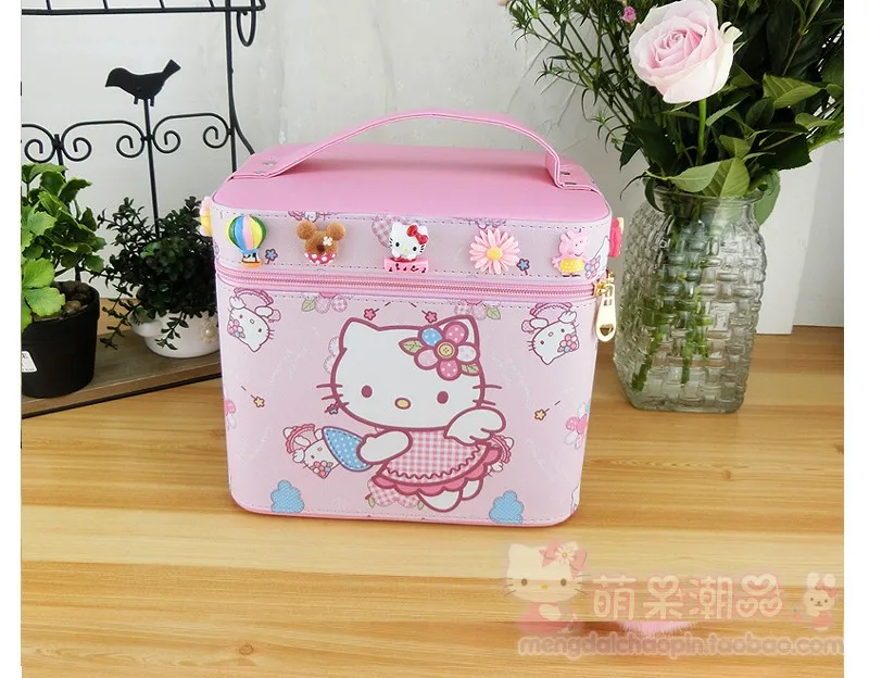 Милый котенок Doraemon косметический Органайзер PU мультфильм макияж органайзер для хранения мелочей ящики коробки для безделушек розовый ящик для хранения игрушечная коробка