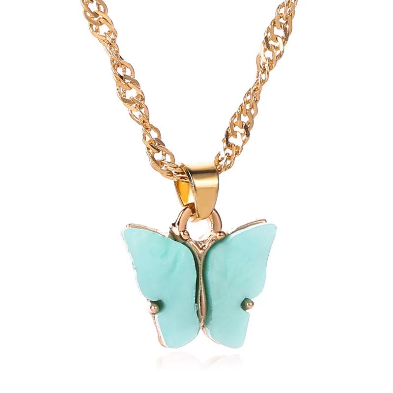 

Women's Modular Bohemian Sweet Cute Butterfly Necklace Necklace Acrylic Gold Clavicle Necklace Fashion Jewelry New