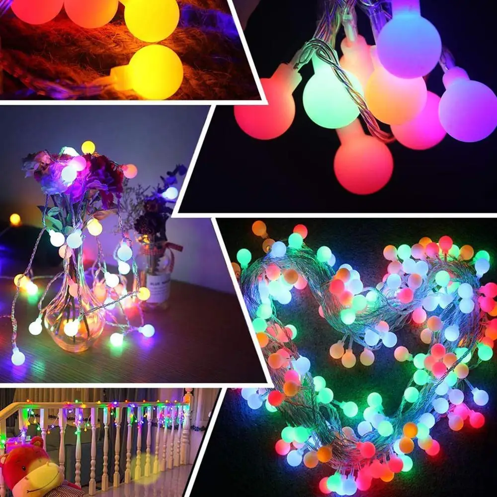 Светодиодная гирлянда с вишневыми шариками праздничная Рождественская