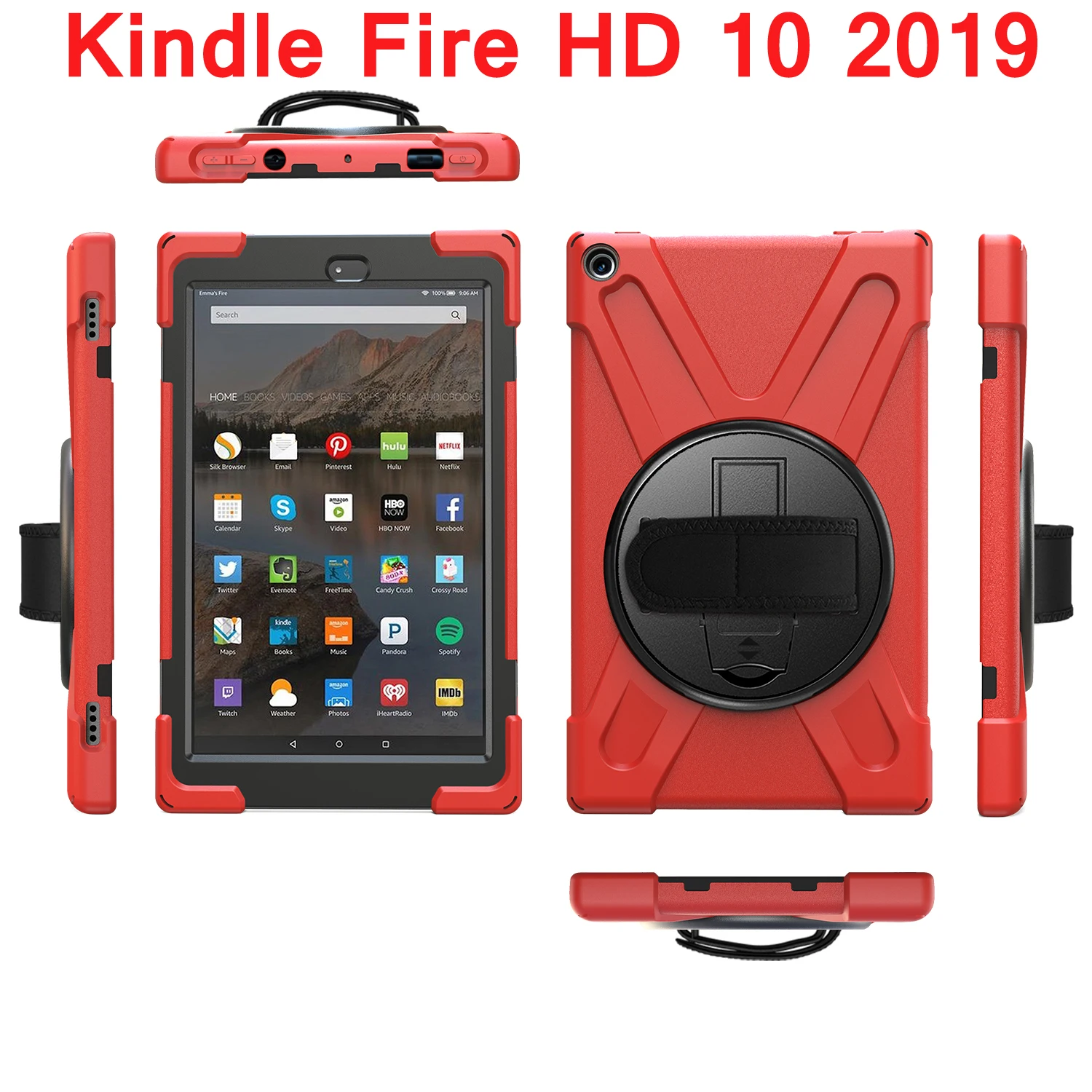 Для Amazon Kindle Fire HD 10 2019 7th чехол для планшета Гибридный HD10 с ремешком + подставкой