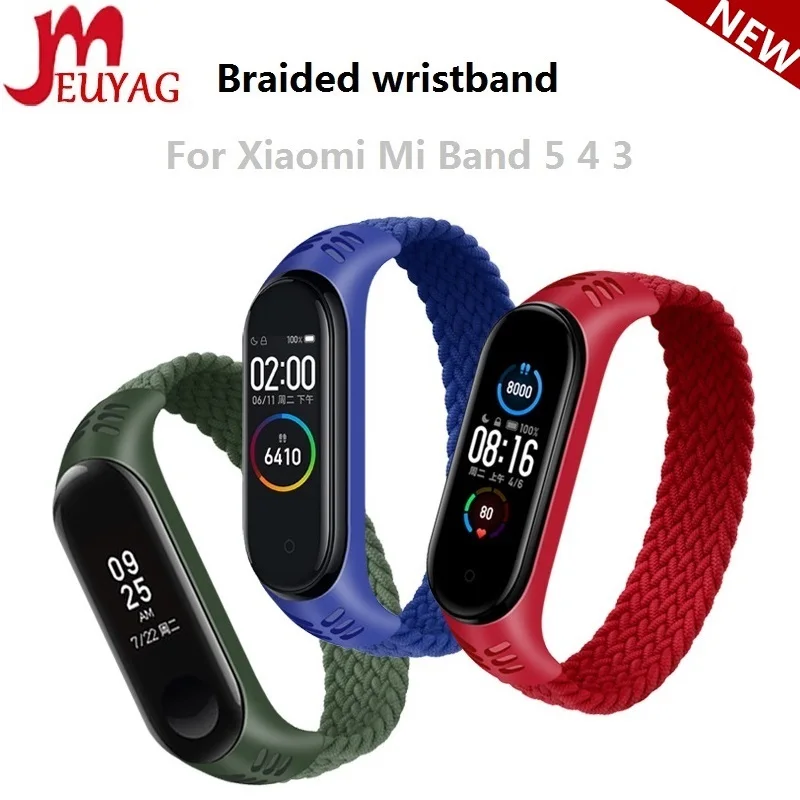 Новейший стиль 2021 плетеные петли MEUYAG для Xiaomi MI Band 5 тканевый эластичный пояс