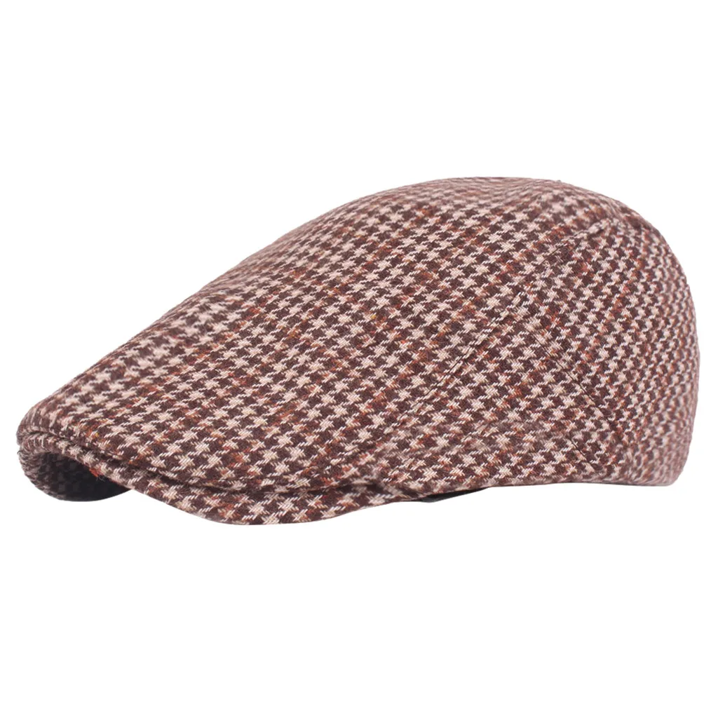 Beret Peaky Blinder Men Women Vintage Plaid Houndstooth Felt Berets Hats Winter Warm Flat Cap Duckbill Caps берет 베레모 #H |