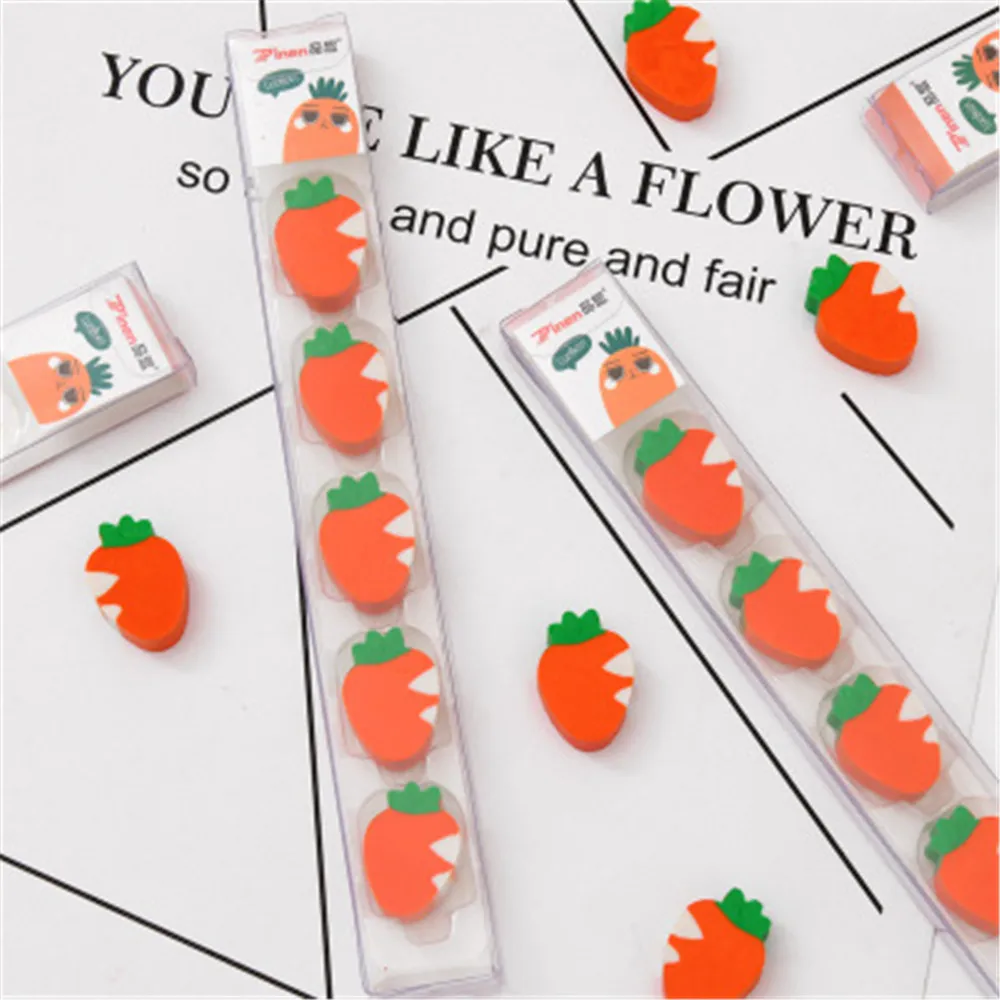 Ластик в форме моркови оранжевый маленький 5 цветов милые Ластики-карандаши для