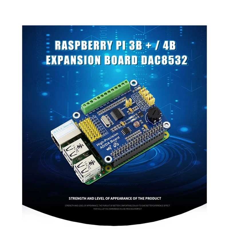 Плата расширения аналогового/цифрового модуля высокой точности для Raspberry Pi 3B +/4B