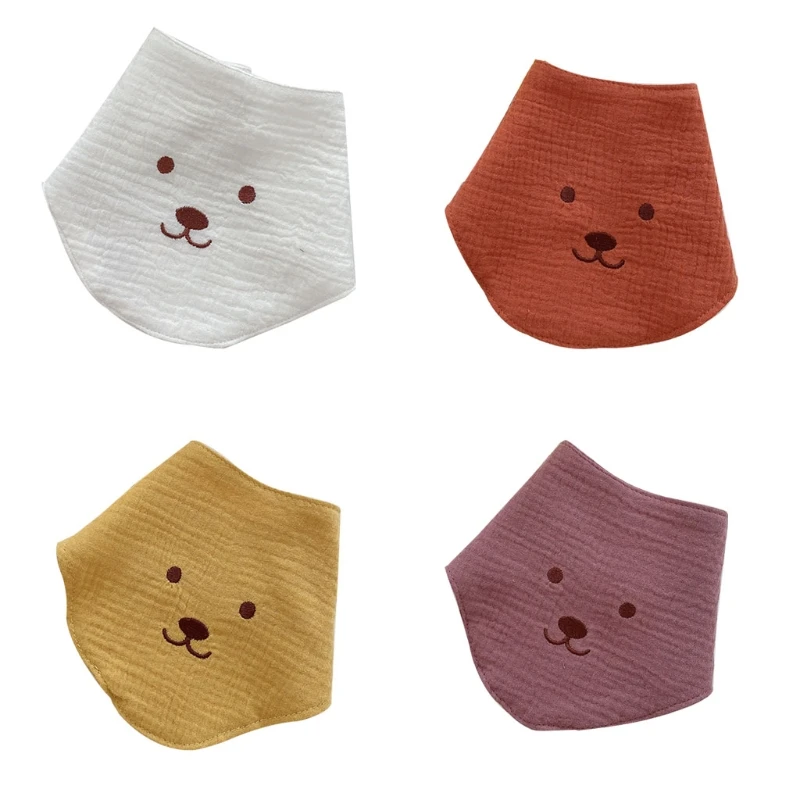 XXFE alimentaci&oacute;n de beb&eacute; babear babero de Color s&oacute;lido bot&oacute;n Saliva toalla suave bufanda tri&aacute;ngulo algod&oacute;n Burp pa&ntilde;o para reci&eacute;n nacido Ni&ntilde;o-4
