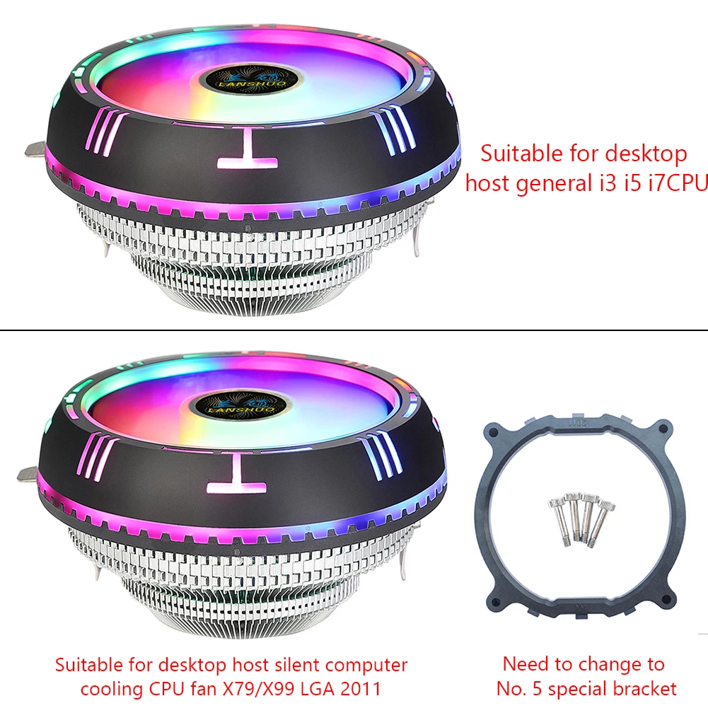 RGB кулер для процессора низкопрофильный AMD AM4 AM3 + X79 X99 LGA 2011 тихий вентилятор