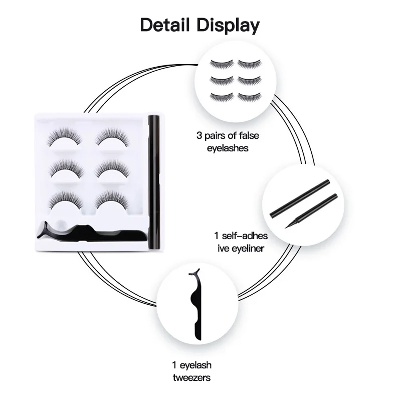 

3/pcs 3D Magnetic Magnet Eyelashes Natural Liquid Eyeliner False Eyelashes Tweezers Set Eyelash Extension Makeup Extension Tool
