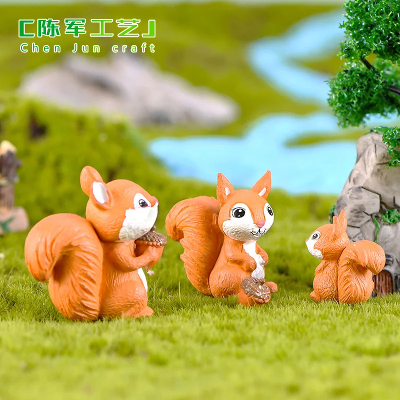 Кавайные сосновые конусы в виде белки фигурки семьи настольные украшения модель