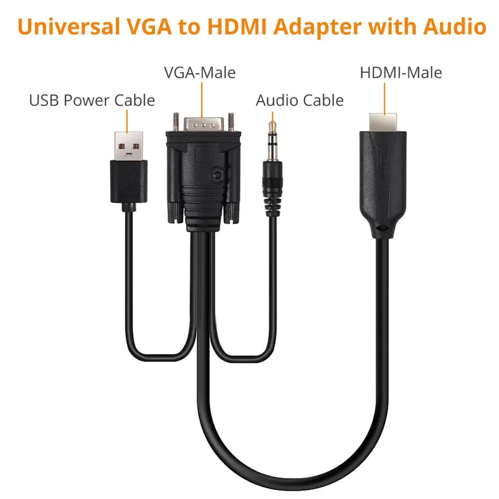 Адаптер/кабель преобразователь с VGA на HDMI 3 5 мм|Кабели VGA| |