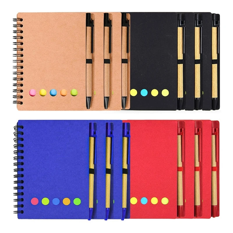 

2-in-1 Sticky Note Pad Spiral Notebook Combination College Ruled Pages Office School Labs Writing Note Taking Supplies