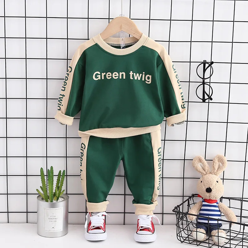 

ZWF486 Boy Clothes New Children Long Sleeve Suit Girl Round Collar 2 Piece Set Outfits Kids Sweater Sports Casual Sportswear