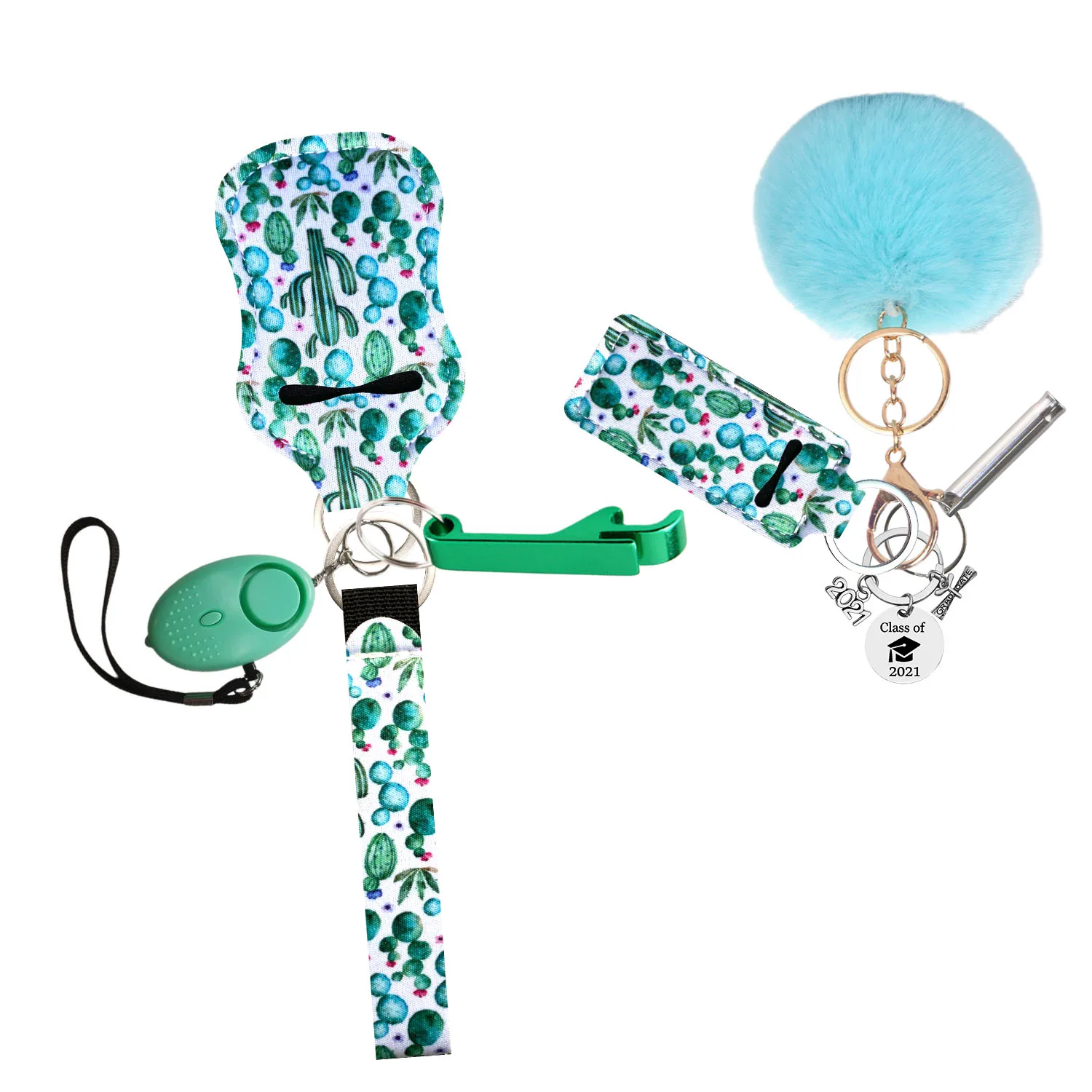 

Graduation Season Gift Key Chain Chapstick Holder Keychains Self Defense Alarm Wristlet Keychain Hand Sanitizer Holder Safety