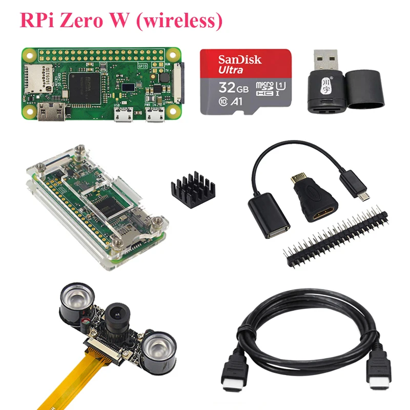 Оригинальный Raspberry Pi Zero W с камерой ночного видения 5 Мп 1080P акриловый чехол GPIO Header