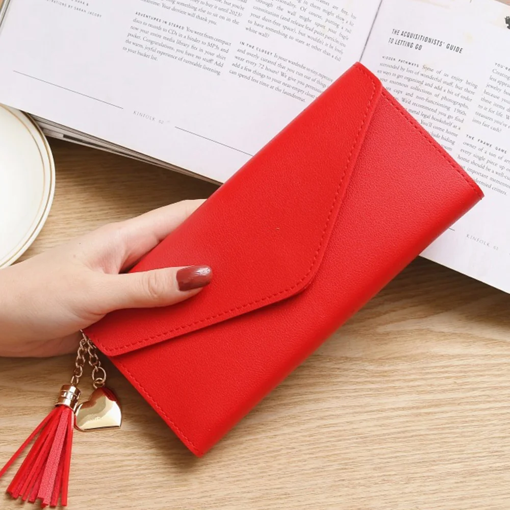 

Luxury Designer Women Wallets 2021 Trendy Heart-shaped Long Clutch Bag Pendant Wallet Multifunctional Lychee Pattern Coin Purse