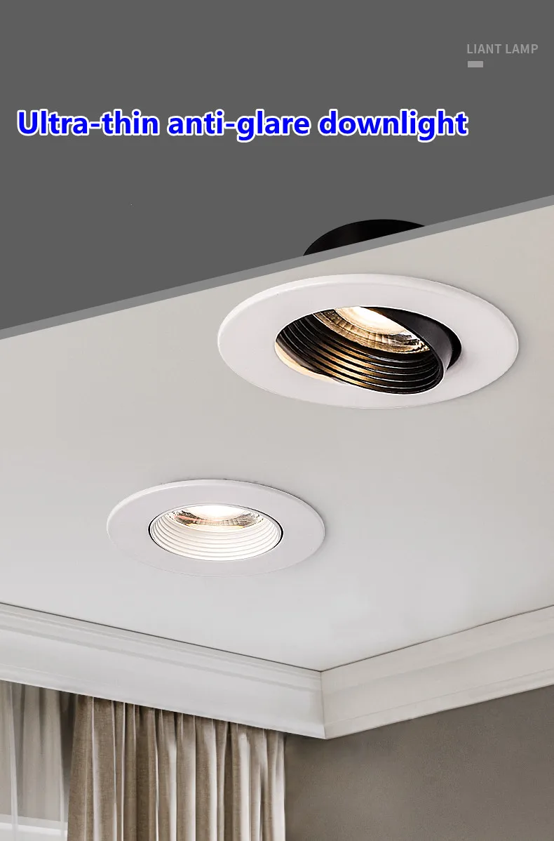 

Ultra-thin anti-glare LED downlight embedded ceiling light 3W 7W 10W 12W 15W suitable for living room foyer bar counter office