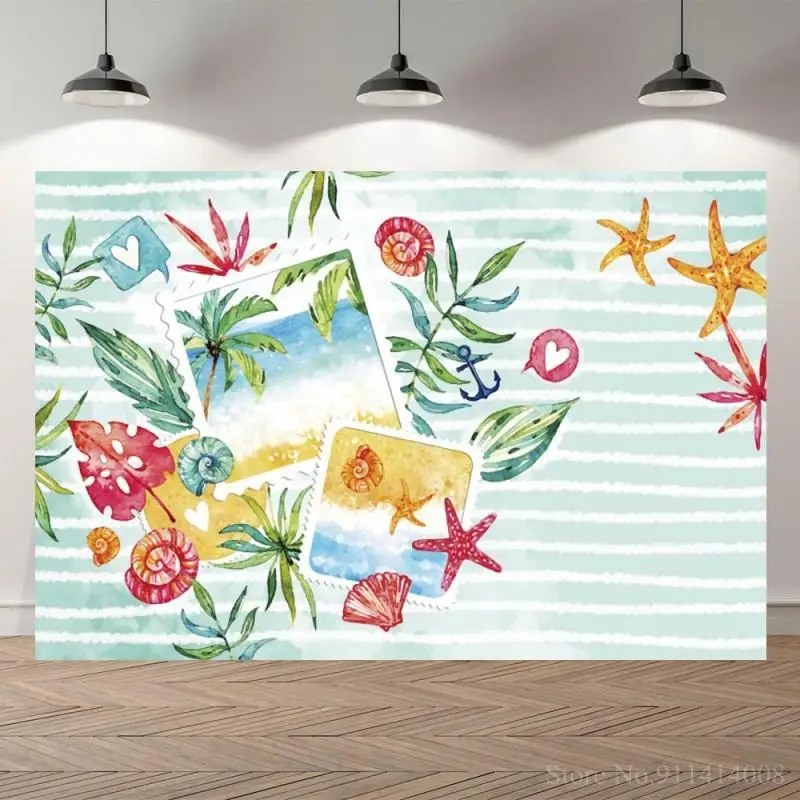 

Summer Tropical Tree Leaves Starfish Photography Backdrop Newborn Baby 1st Birthday Kids Portrait Photo Background For Studio