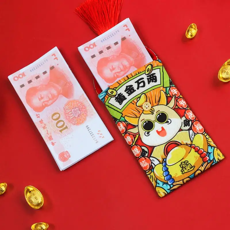 2 шт. красные новогодние пакеты Ox конверты из искусственного шелка 2021 Новогодние