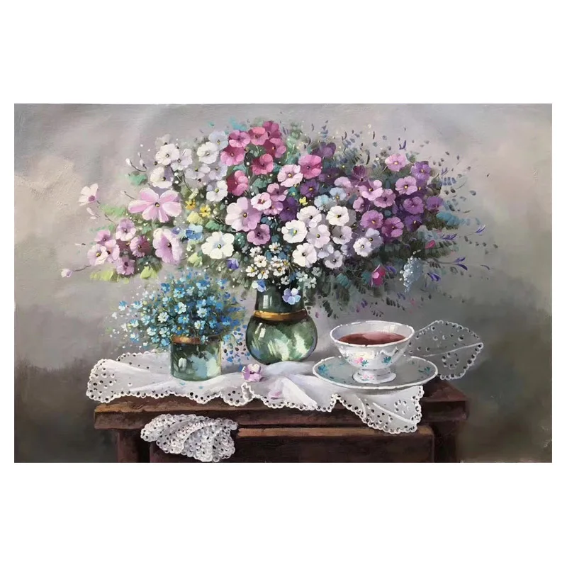 Goedkoop Kowell 100% Handgeschilderd Klassieke Abstracte Bloem Olieverfschilderij Art Gift Home Decor Woonkamer Muur Art Frameloze Foto