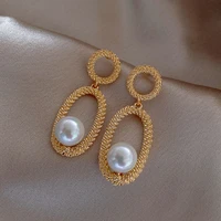 pearl geometric dangle earrings simple temperament ear jewelry for women 2021