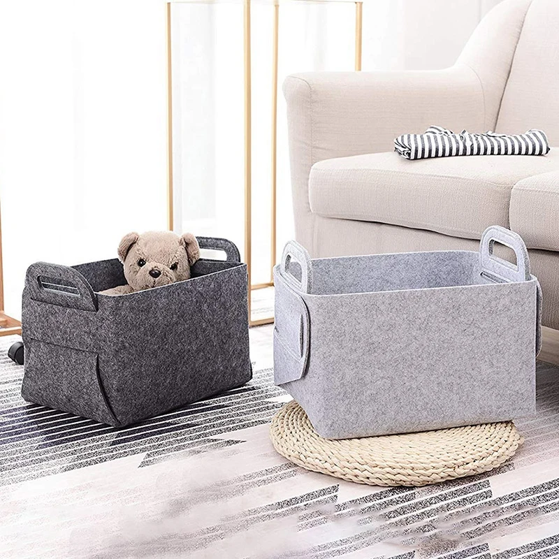 

Foldable Felt Laundry Basket Desktop Storage Basket Sundries Underwear Toy Storage Box Cosmetic Book Stationery Container #