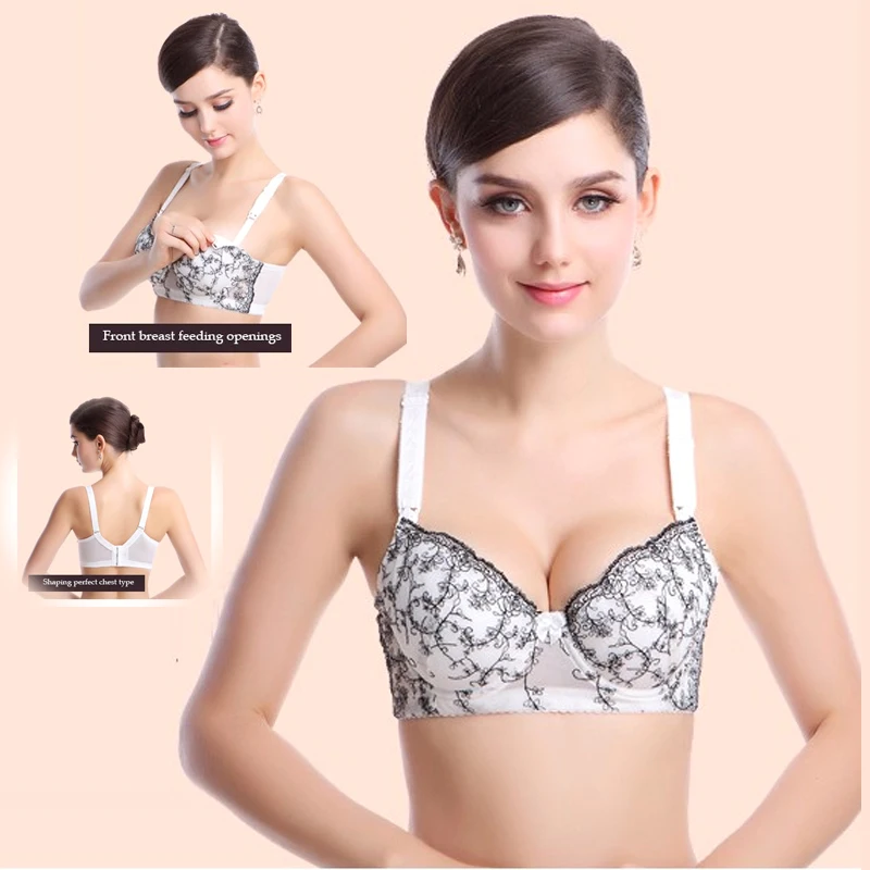 

Free shipping 100% cotton Plus size Cups Push Up Gather Fashion lace Nursing Bra Maternity Bra Breastfeeding Bra