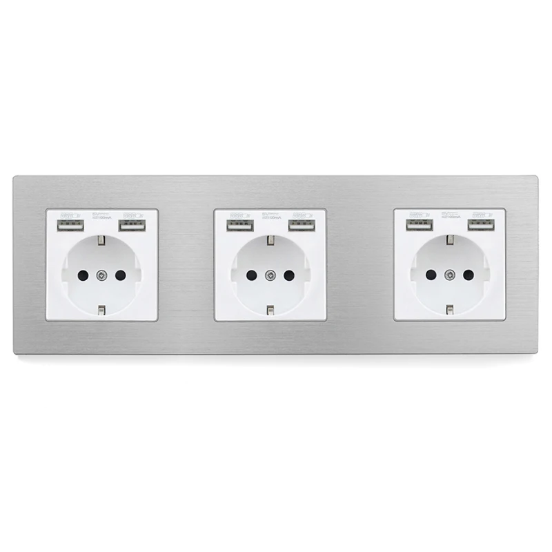 Triple socket Atlectric европейская вилка разъем usb зарядный порт розетка для мобильного двойной тройной Четырехместный электрическая розетка переходник usb,разетка с usb для дома,розетки - Тип: Triple socket