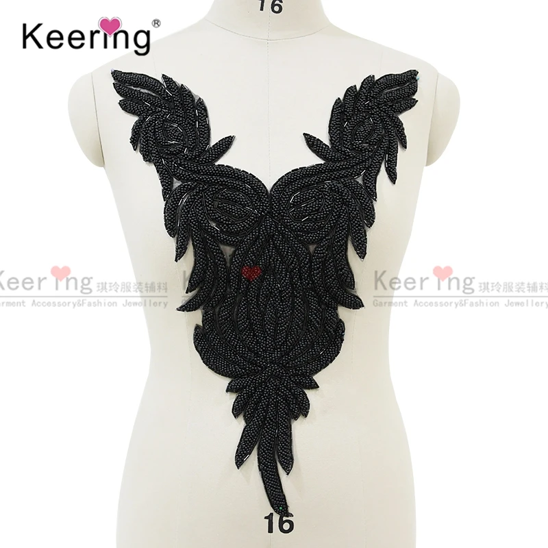 Жемчужная большая аппликация ручной работы для свадебного платья. WDP 072|Заплатки|