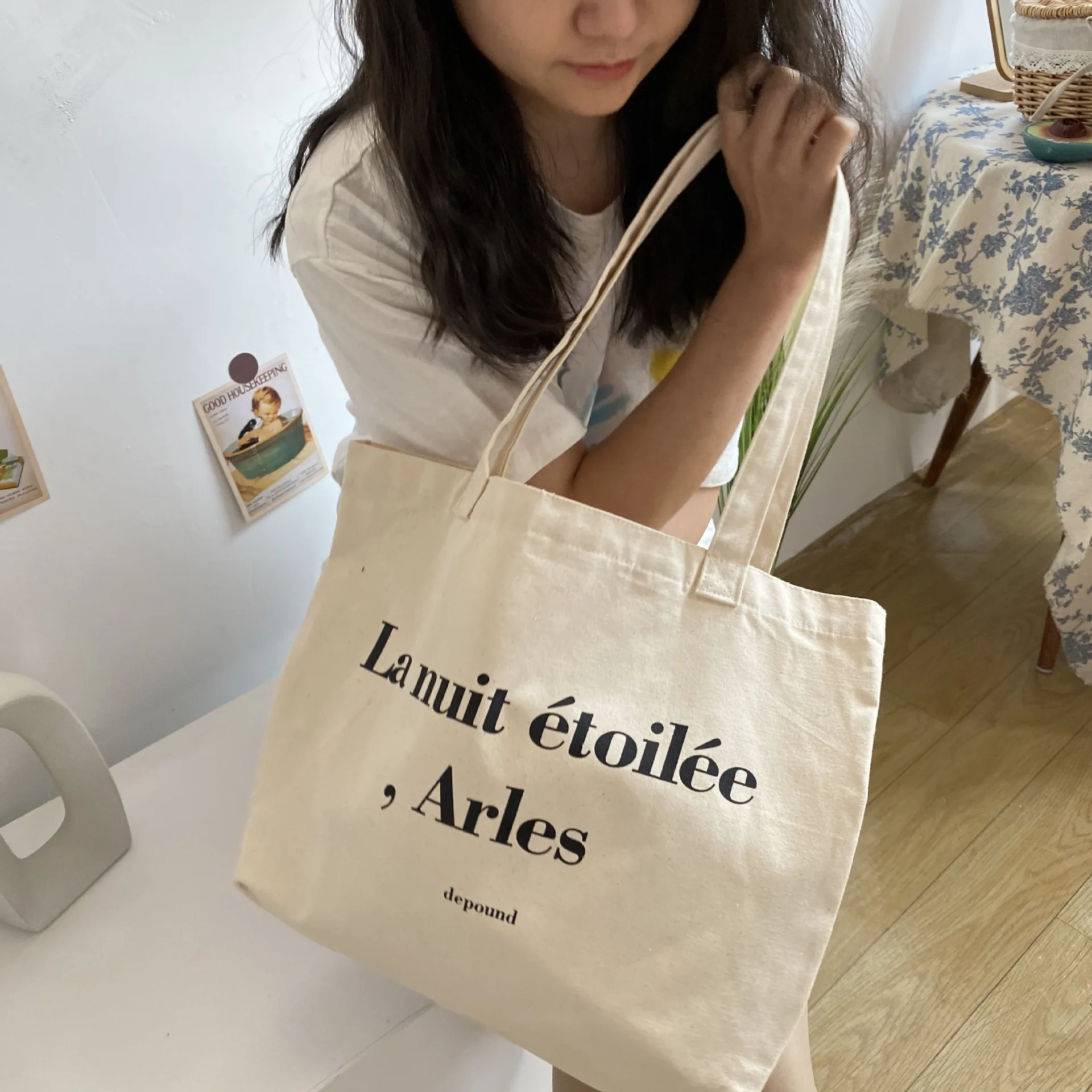 Сумка Youda на плечо с буквенным принтом женская модная Холщовая простая