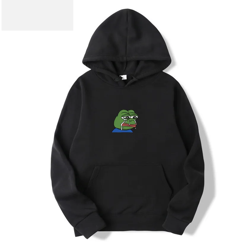 

Sad tearing frog Print Men Hoodies Sweatshirts 2020 Fashion Fleece Harajuku Hip Hop Hooded Sweatshirt Male Japanese Hoodie Hoody