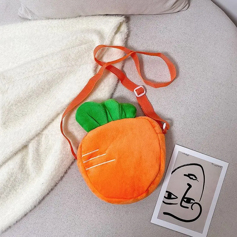 Fashion Soft Plush Baby Girls Coin Purse Handbags Winter Kids Small Shoulder Bag Cartoon Strawberry Children Messenger Bags