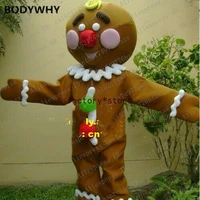 vivid brown gingerbread man mascot costume suits cosplay party game xmas easter