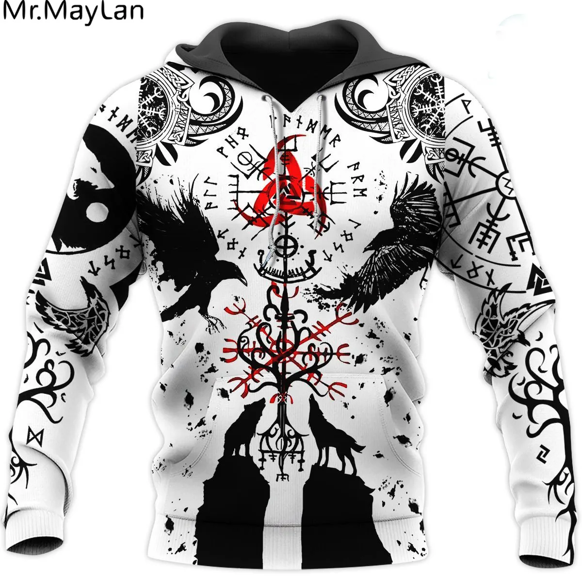 

Толстовка Мужская/Женская с 3D-принтом, Свитшот в стиле викингов, Повседневная Готическая белая уличная одежда в стиле Харадзюку