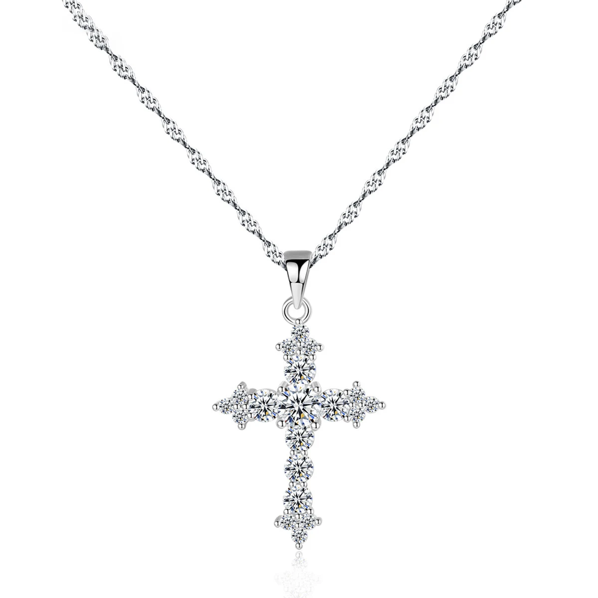 

MetJakt S925 Sterling Silver Cross Pendant Fashion Faith Women's Necklace