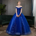 2022 Красочное платье для Quinceanera, вечернее платье для выпускного вечера, кружевное бальное платье с вышивкой и открытыми плечами, женское платье